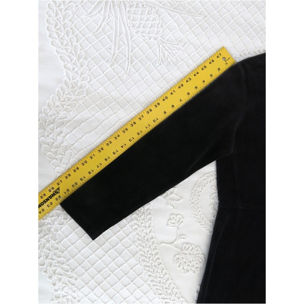 Vintage 90s LL Bean Small Velour Cotton Velvet Mock Neck Dress Black Sheath - Picture 7 of 7